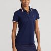 Polos en jersey bleu marine Ralph Lauren pour femme, coupe ajustée Polos en jersey bleu marine Ralph Lauren pour femme, coupe ajustée