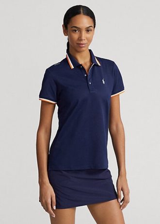 Polos en jersey bleu marine Ralph Lauren pour femme, coupe ajustée