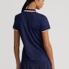 Polos en jersey bleu marine Ralph Lauren pour femme, coupe ajustée Polos en jersey bleu marine Ralph Lauren pour femme, coupe ajustée