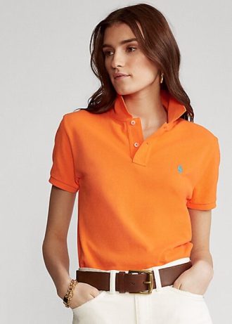 Polos en maille coupe classique orange Ralph Lauren pour femmes