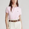 Polos en maille coupe classique Ralph Lauren roses pour femmes Polos en maille coupe classique Ralph Lauren roses pour femmes