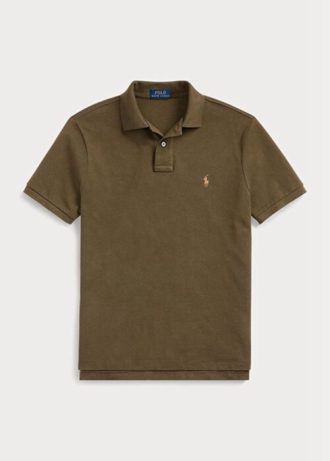 Polos en maille slim fit olive Ralph Lauren pour homme