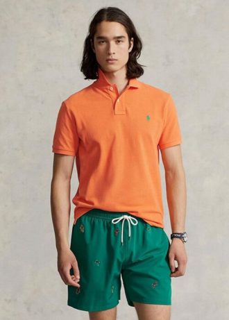 Polos en maille slim fit orange Ralph Lauren pour homme