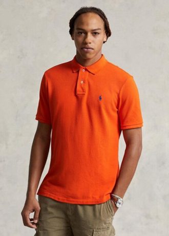 Polos en maille slim fit orange Ralph Lauren pour homme