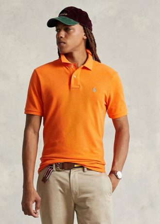 Polos en maille slim fit orange Ralph Lauren pour homme