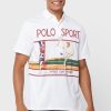 Polos graphiques blancs Ralph Lauren pour hommes Polos graphiques blancs Ralph Lauren pour hommes