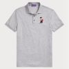 Polos gris Ralph Lauren Slim Fit Bear pour homme
