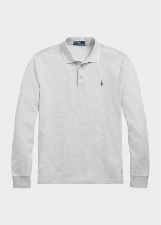 Polos gris Ralph Lauren Slim Fit Birdseye pour homme