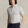 Polos gris Ralph Lauren Slim Fit en coton et lin pour homme Polos gris Ralph Lauren Slim Fit en coton et lin pour homme