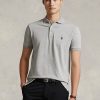 Polos gris Ralph Lauren Slim Fit en maille extensible pour homme Polos gris Ralph Lauren Slim Fit en maille extensible pour homme