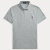 Polos gris Ralph Lauren Slim Fit en maille extensible pour homme Polos gris Ralph Lauren Slim Fit en maille extensible pour homme