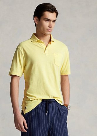Polos jaunes en coton et lin Ralph Lauren pour homme, coupe classique