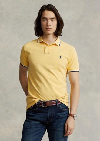 Polos jaunes en maille ajustée Ralph Lauren pour homme
