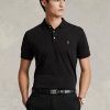 Polos noirs en coton doux Ralph Lauren Custom Slim Fit pour homme Polos noirs en coton doux Ralph Lauren Custom Slim Fit pour homme