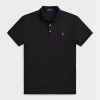 Polos noirs en coton doux Ralph Lauren Custom Slim Fit pour homme Polos noirs en coton doux Ralph Lauren Custom Slim Fit pour homme