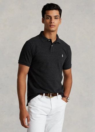 Polos noirs en maille ajustée Ralph Lauren pour hommes