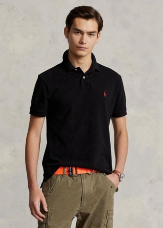 Polos noirs en maille slim fit Ralph Lauren pour hommes