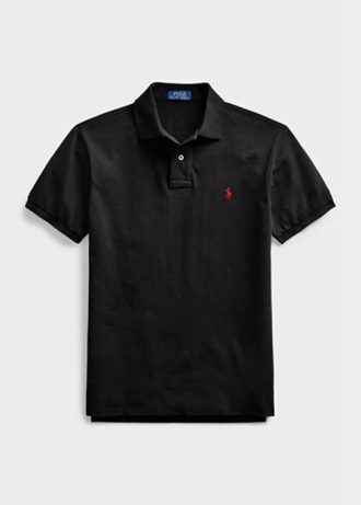 Polos noirs en maille slim fit Ralph Lauren pour hommes