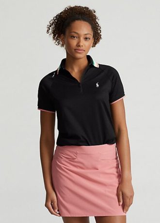 Polos noirs Ralph Lauren coupe ajustée à quart de zip pour femme