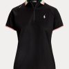 Polos noirs Ralph Lauren coupe ajustée à quart de zip pour femme Polos noirs Ralph Lauren coupe ajustée à quart de zip pour femme