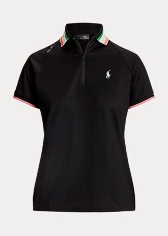 Polos noirs Ralph Lauren coupe ajustée à quart de zip pour femme