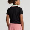 Polos noirs Ralph Lauren coupe ajustée à quart de zip pour femme Polos noirs Ralph Lauren coupe ajustée à quart de zip pour femme