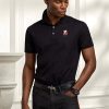Polos noirs Ralph Lauren Slim Fit Bear pour hommes