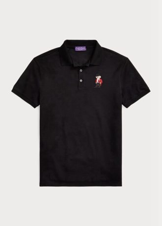 Polos noirs Ralph Lauren Slim Fit Bear pour hommes