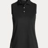 Polos noirs sans manches en piqué coupe classique Ralph Lauren pour femme