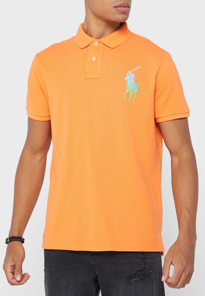 Polos orange Ralph Lauren Essential pour hommes Polos orange Ralph Lauren Essential pour hommes