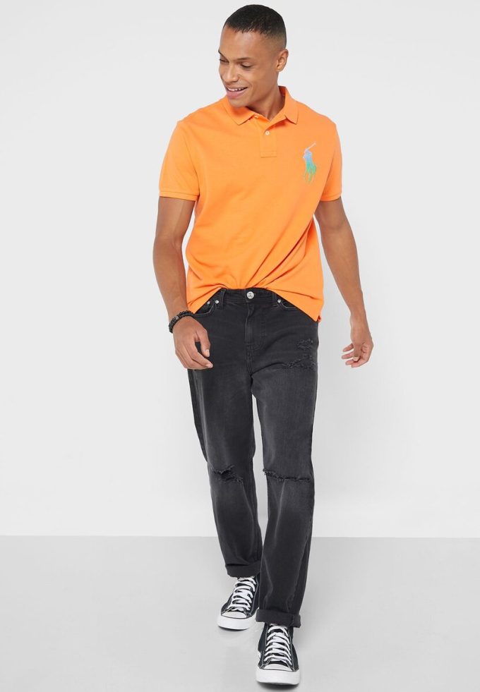 Polos orange Ralph Lauren Essential pour hommes Polos orange Ralph Lauren Essential pour hommes