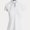 Polos piqués blancs Ralph Lauren pour femme, coupe ajustée Polos piqués blancs Ralph Lauren pour femme, coupe ajustée
