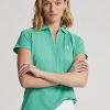 Polos piqués coupe ajustée Ralph Lauren verts pour femmes Polos piqués coupe ajustée Ralph Lauren verts pour femmes