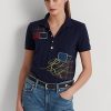 Polos piqués patchwork Ralph Lauren bleu marine pour femme Polos piqués patchwork Ralph Lauren bleu marine pour femme