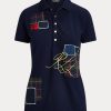 Polos piqués patchwork Ralph Lauren bleu marine pour femme Polos piqués patchwork Ralph Lauren bleu marine pour femme