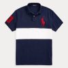 Polos Ralph Lauren Big Pony Mesh bleu marine/blanc pour homme Polos Ralph Lauren Big Pony Mesh bleu marine/blanc pour homme