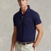 Polos Ralph Lauren bleu marine en coton doux à coupe ajustée pour homme Polos Ralph Lauren bleu marine en coton doux à coupe ajustée pour homme
