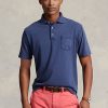 Polos Ralph Lauren bleu marine en coton et lin coupe classique pour homme Polos Ralph Lauren bleu marine en coton et lin coupe classique pour homme