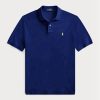 Polos Ralph Lauren bleu marine en maille ajustée pour homme