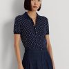 Polos Ralph Lauren en piqué à pois pour femme bleu marine Polos Ralph Lauren en piqué à pois pour femme bleu marine