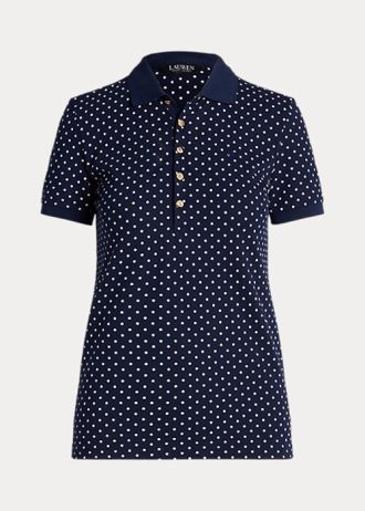 Polos Ralph Lauren en piqué à pois pour femme bleu marine