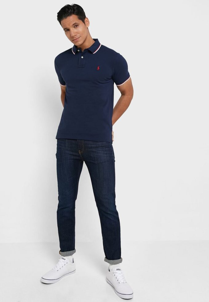 Polos Ralph Lauren Essential bleu marine pour homme Polos Ralph Lauren Essential bleu marine pour homme