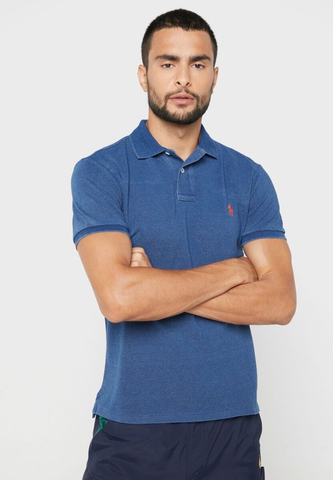 Polos Ralph Lauren Essential bleus pour hommes