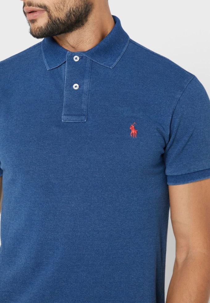 Polos Ralph Lauren Essential bleus pour hommes