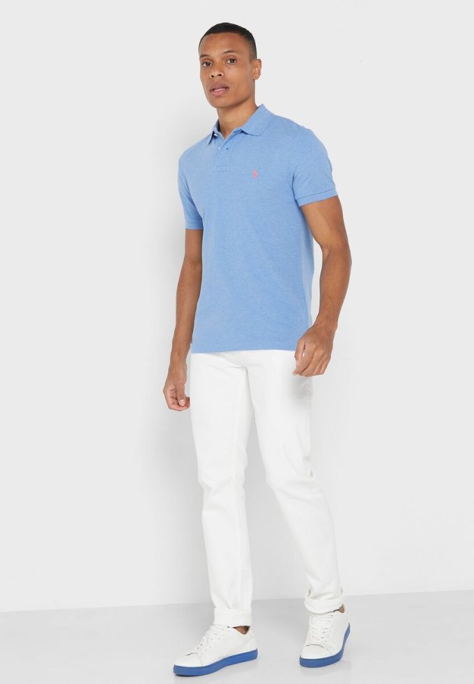 Polos Ralph Lauren Essential bleus pour hommes