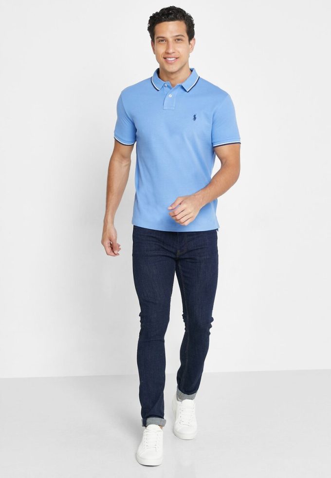 Polos Ralph Lauren Essential bleus pour hommes