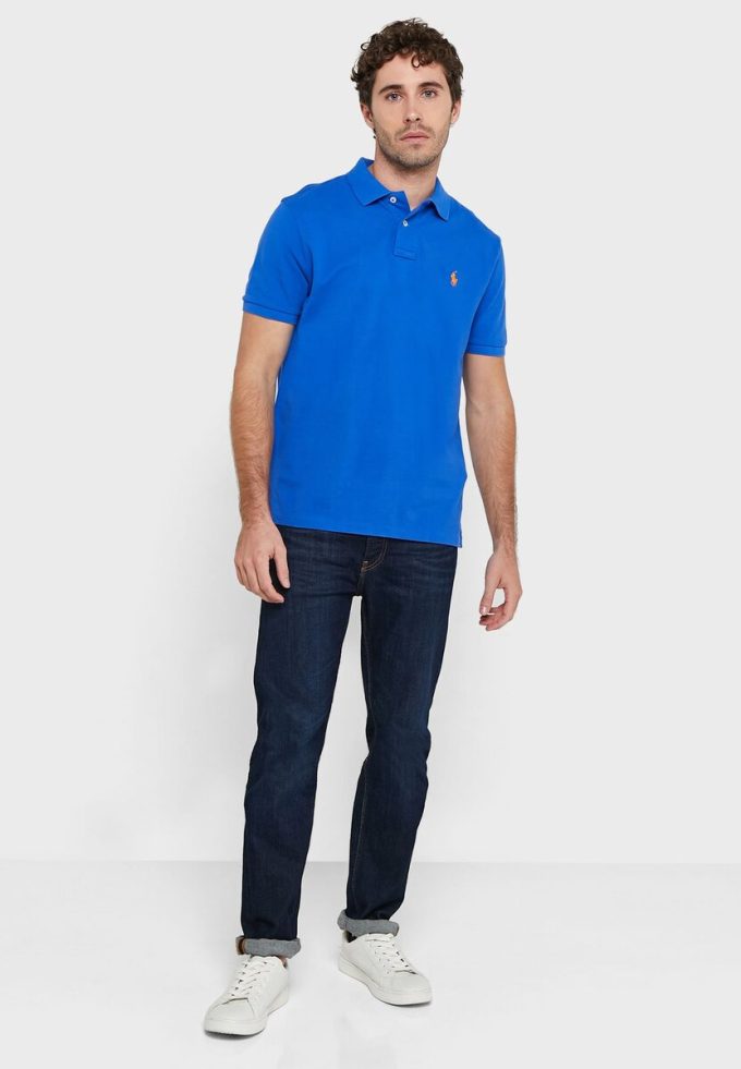 Polos Ralph Lauren Essential bleus pour hommes