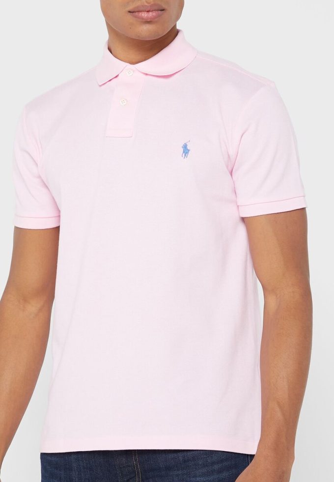 Polos Ralph Lauren Essential Slim Fit roses pour hommes Polos Ralph Lauren Essential Slim Fit roses pour hommes