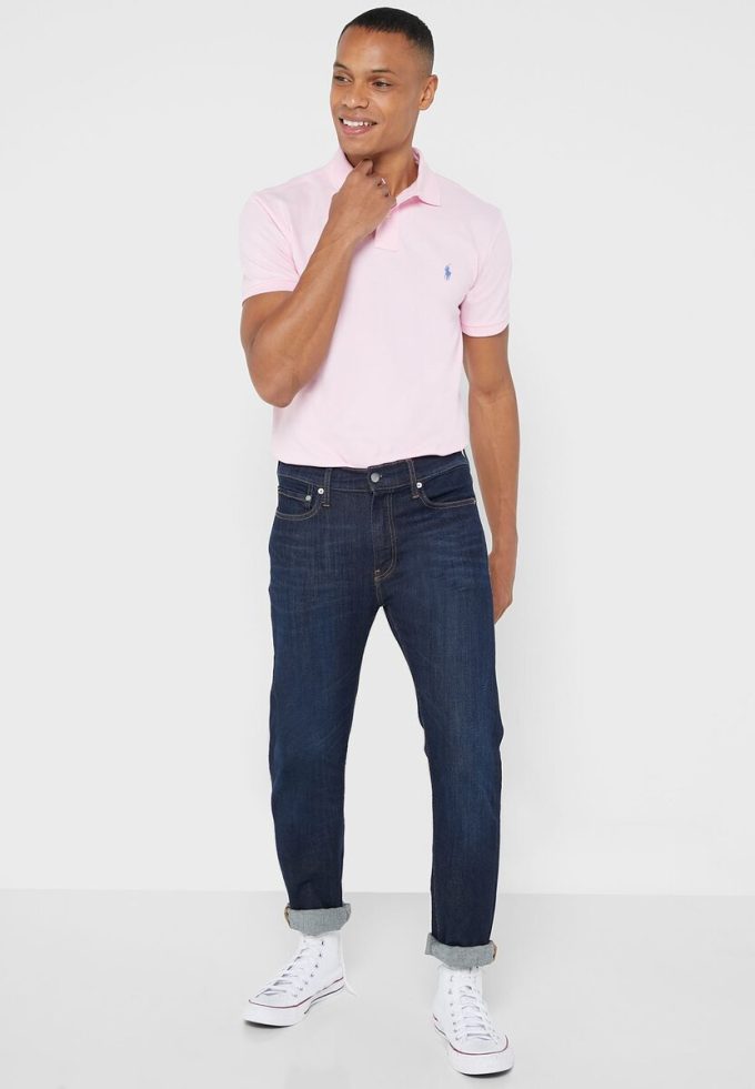 Polos Ralph Lauren Essential Slim Fit roses pour hommes Polos Ralph Lauren Essential Slim Fit roses pour hommes