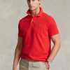 Polos Ralph Lauren rouges en maille ajustée pour homme